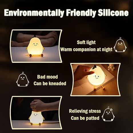 Silicone Pear LED Night light Lamp, Cute Funny Fruit Led Night Light with Legs, 7 Color Changing Light for Bedroom Gift for Christmas, Halloween Party.
