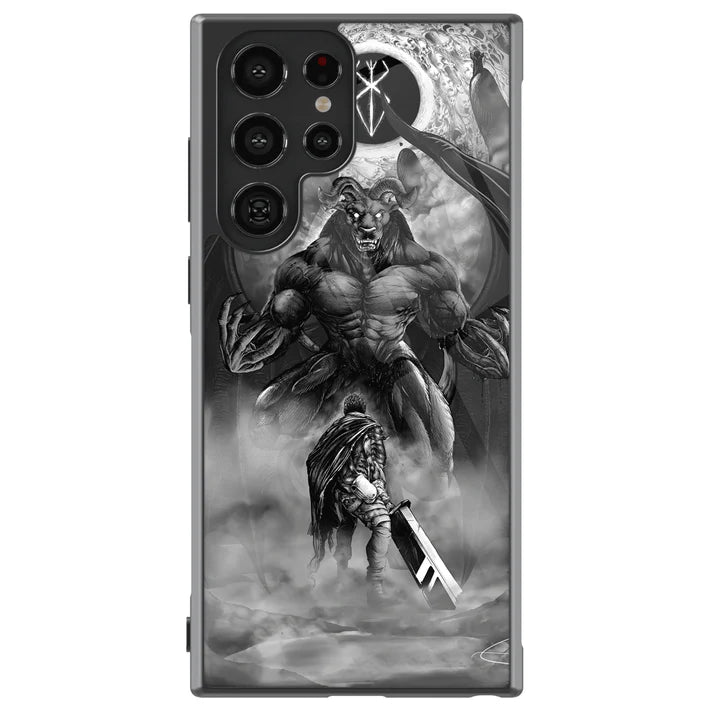 Berserk Guts vs Zodd Tempered Glass Tough Soft Silicone Samsung Case
