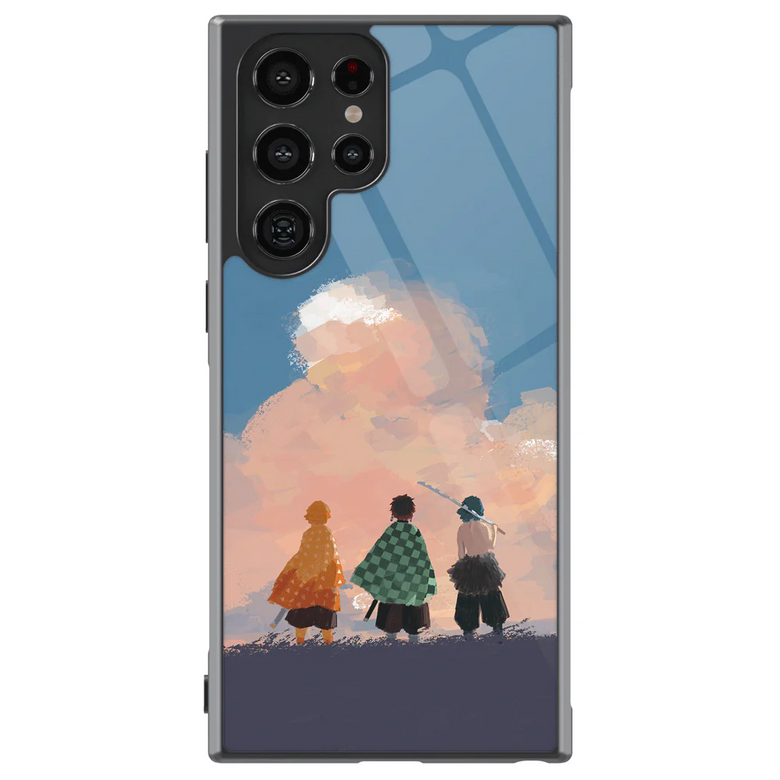 Demon Slayer Figure View Ink Painting Tempered Glass Tough Samsung Galaxy Phone Case
