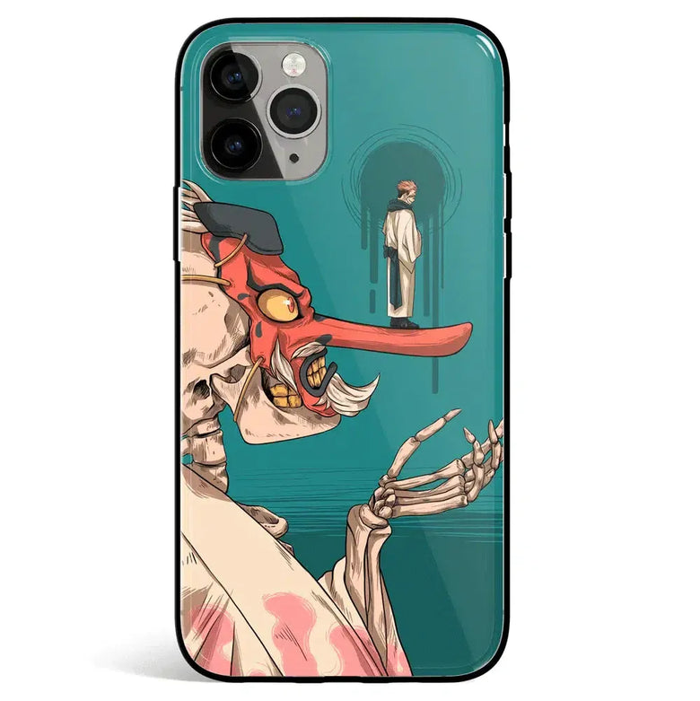 Jujutsu Kaisen Mask Fantasy World Tempered Glass Soft Silicone iPhone Case