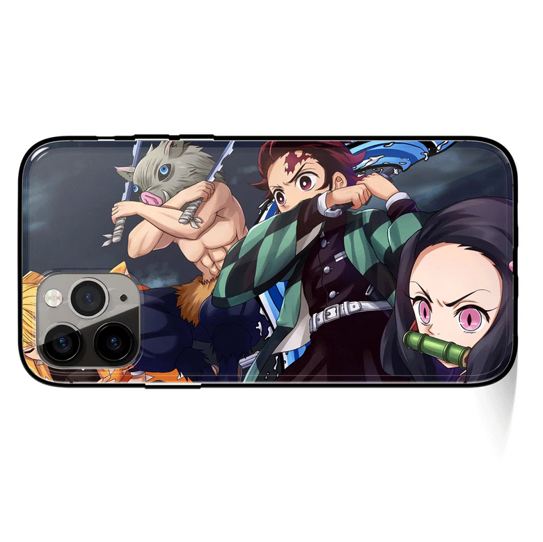 Demon Slayer Team 1 Tempered Glass Soft Silicone iPhone Case