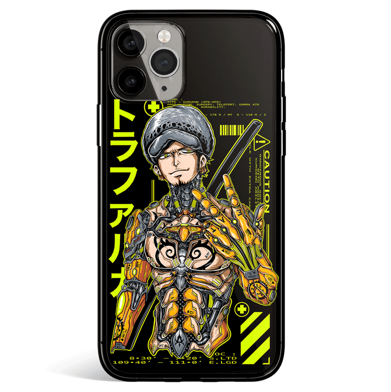 One Piece Trafalgar Law Cyborg Tempered Glass Soft Silicone iPhone Case