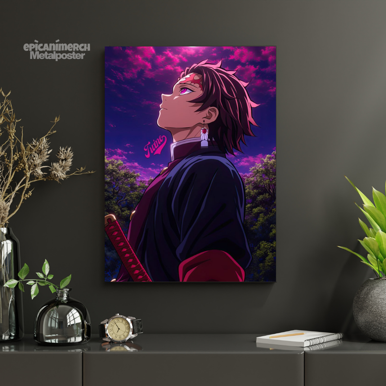 Demon Slayer โ Tanjiro โCrimson Resolveโ Premium Metal Poster