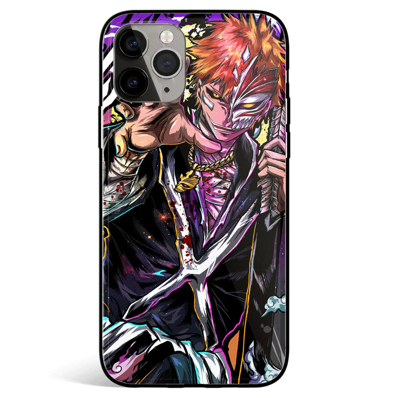 Bleach Hand Drawn Street Styles Ichigo Tempered Glass Soft Silicone iPhone Case