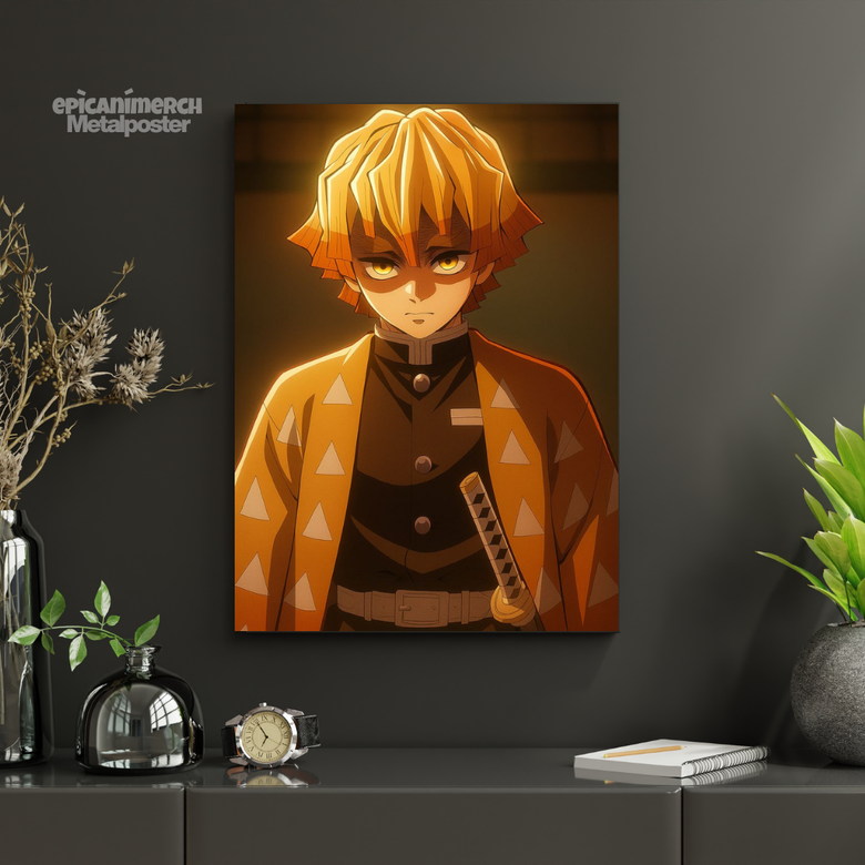 Demon Slayer โ Zenitsu โAwakening Gazeโ Premium Metal Poster