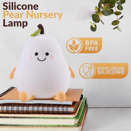 Silicone Pear LED Night light Lamp, Cute Funny Fruit Led Night Light with Legs, 7 Color Changing Light for Bedroom Gift for Christmas, Halloween Party.