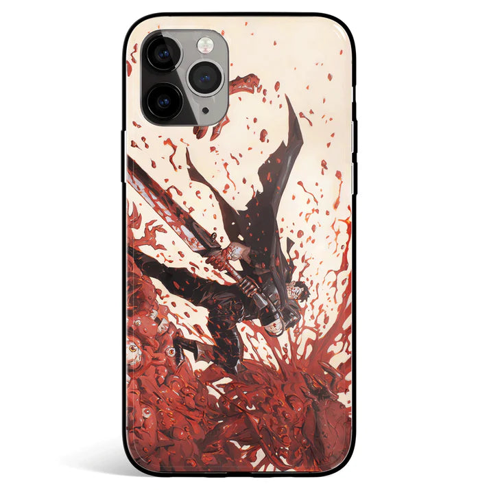 Berserk Fury Guts Tempered Glass Soft Silicone iPhone Case