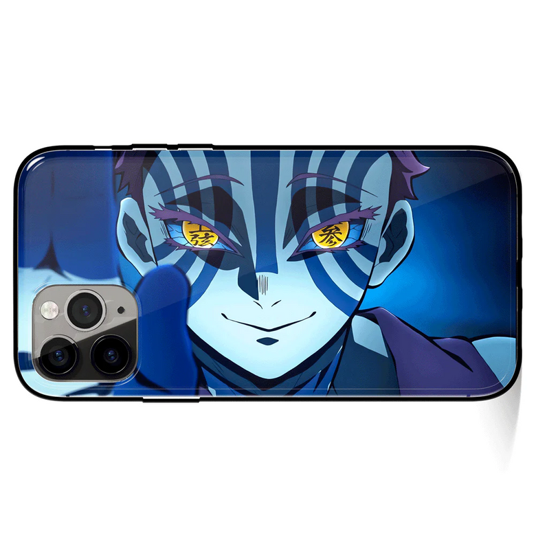 Demon Slayer Akaza Tempered Glass Soft Silicone iPhone Case