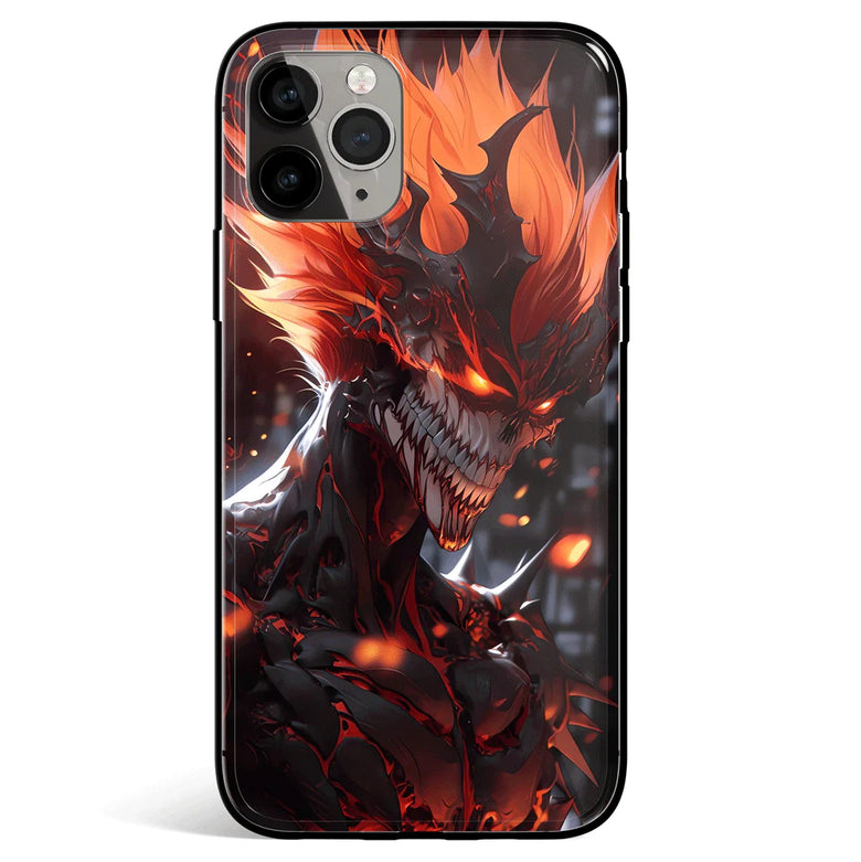 Bleach Hollow Mask Ichigo Fire Tempered Glass Soft Silicone iPhone Case