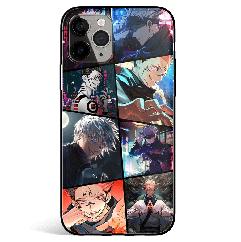 Jujutsu Kaisen Characters Gojo Sukuna Tempered Glass Soft Silicone iPhone Case