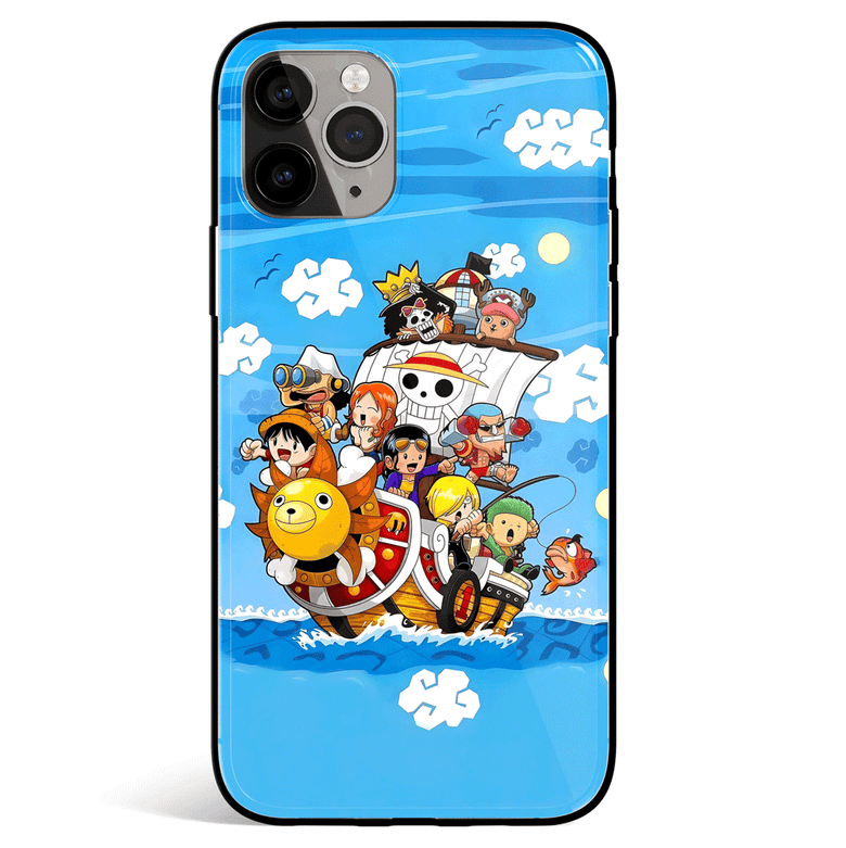 One Piece Thousand Sunny Mugiwara Crew Tempered Glass Soft Silicone iPhone Case