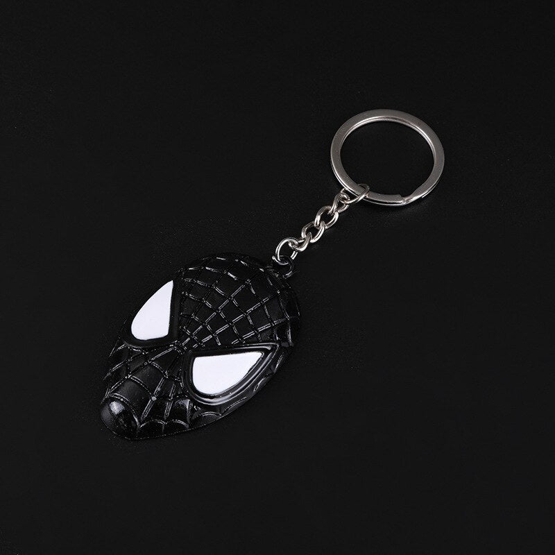 Spider man face metal keychain