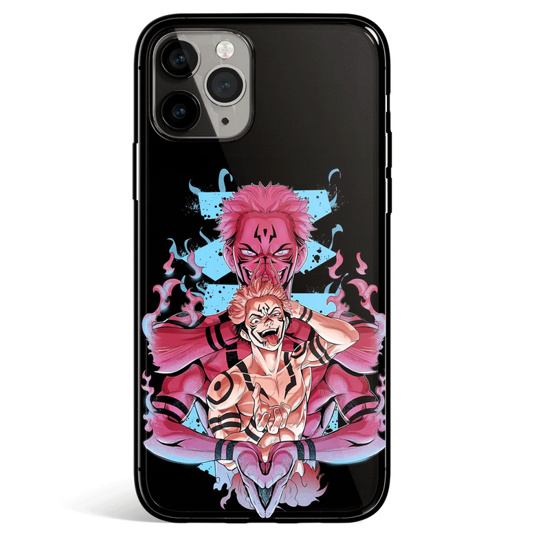 Jujutsu Kaisen Sukuna Fanart Tempered Glass Soft Silicone iPhone Case