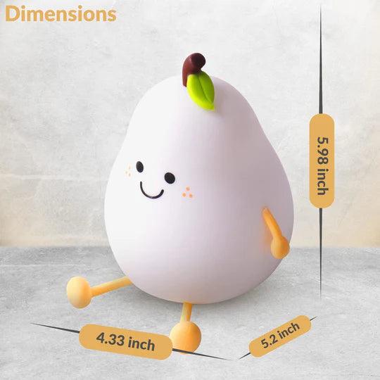 Silicone Pear LED Night light Lamp, Cute Funny Fruit Led Night Light with Legs, 7 Color Changing Light for Bedroom Gift for Christmas, Halloween Party.