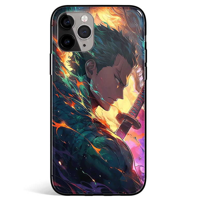 One Piece Zoro Side Face 1 Tempered Glass Soft Silicone iPhone Case