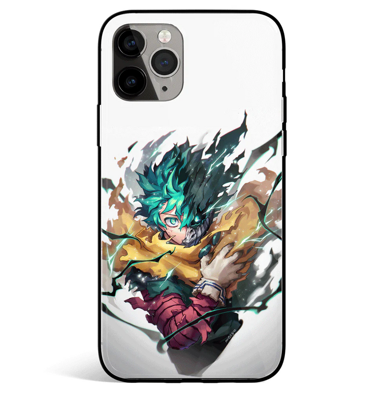 My Hero Academia Deku Sihouette Tempered Glass Soft Silicone iPhone Case