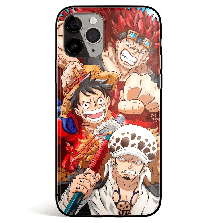 One Piece Luffy Kid Law Tempered Glass Soft Silicone iPhone Case