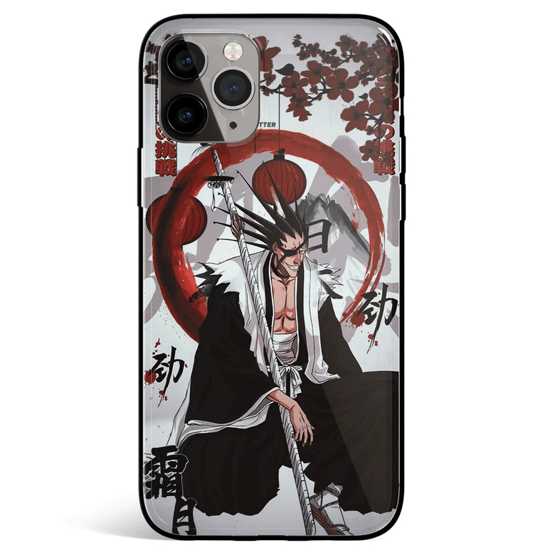Bleach Zaraki Kenpachi Tempered Glass Soft Silicone iPhone Case