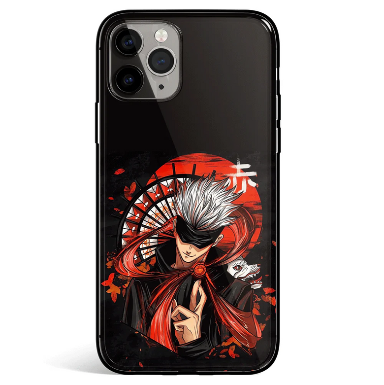 Jujutsu Kaisen Gojo Red Tempered Glass Soft Silicone iPhone Case