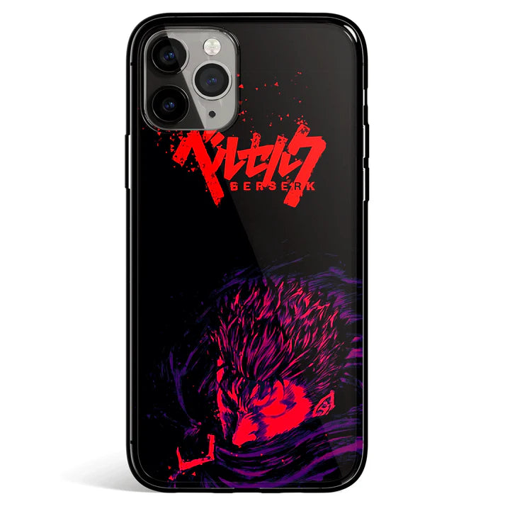 Berserk Guts Anime Tempered Glass Soft Silicone iPhone Case