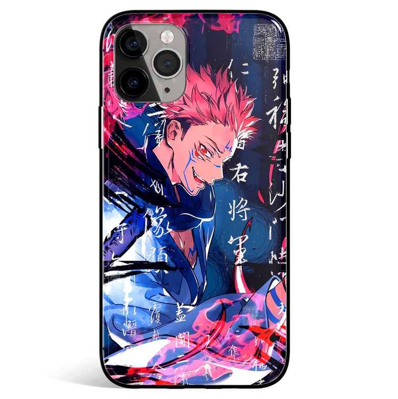 Jujutsu Kaisen Yuji Japanese Style 2 Tempered Glass Soft Silicone iPhone Case