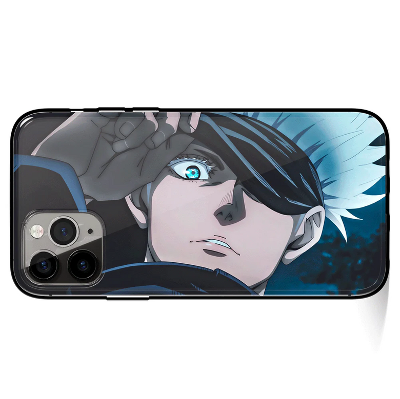 Jujutsu Kaisen Gojo Fanart 4 Tempered Glass Soft Silicone iPhone Case