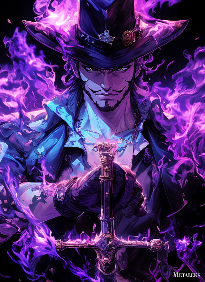 Dracule Mihawk Purpel Flame Anime One Piece