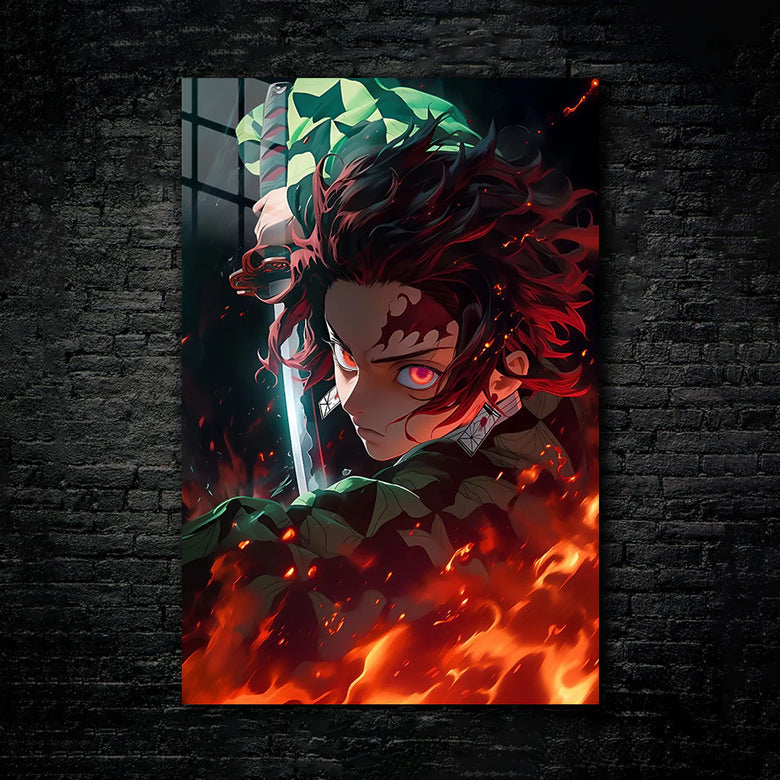 Tanjiro Kamado – Flame of Resolve Metal Print Poster