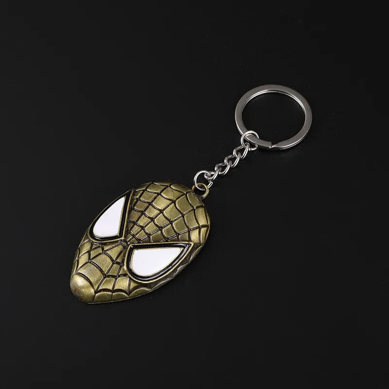 Spider man face metal keychain