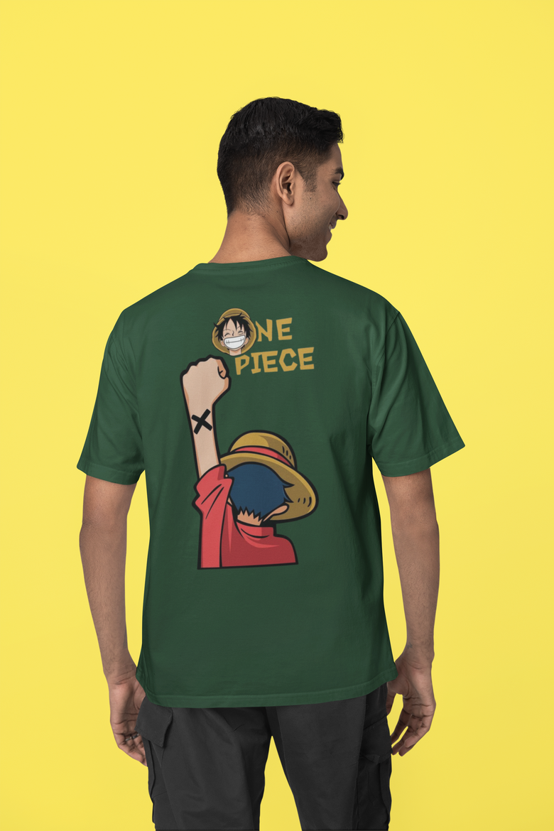Luffy's Brotherhood Symbol - One Piece Green T-Shirt