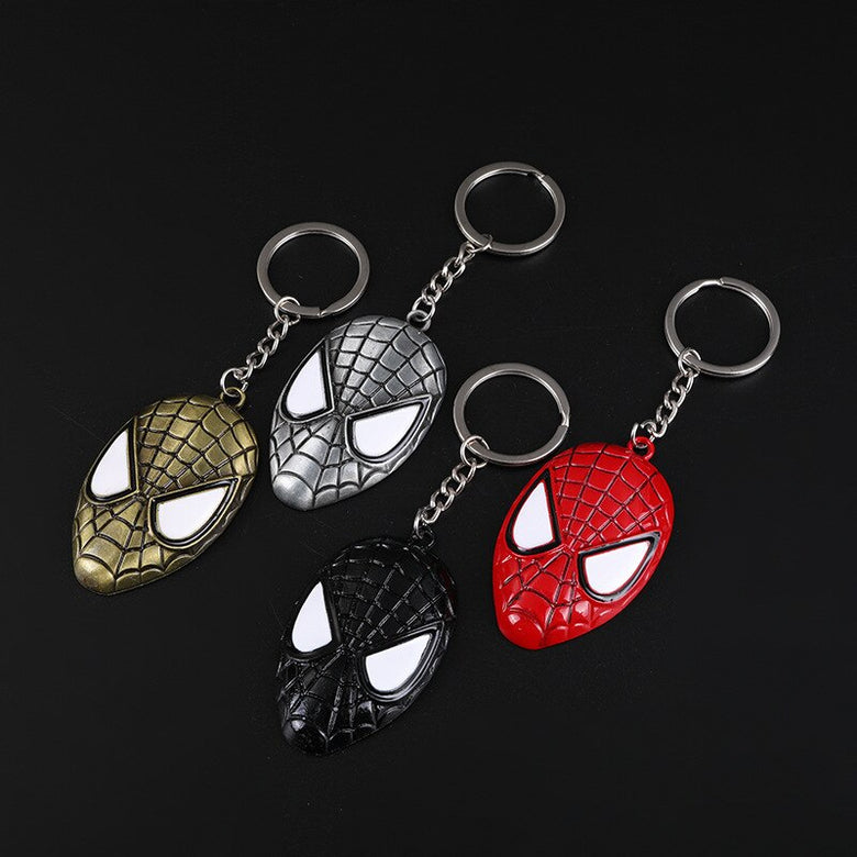 Spider man face metal keychain
