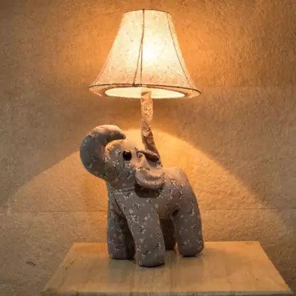 Elephant Table Lamp with Soft Toy for Living Room Table Lamp (54 cm, Grey)