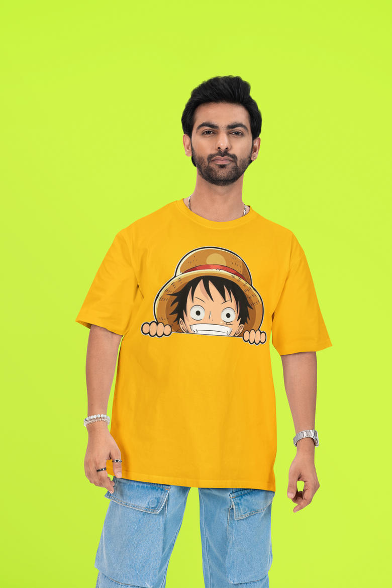 Peeking Luffy - Yellow Luffy T-Shirt