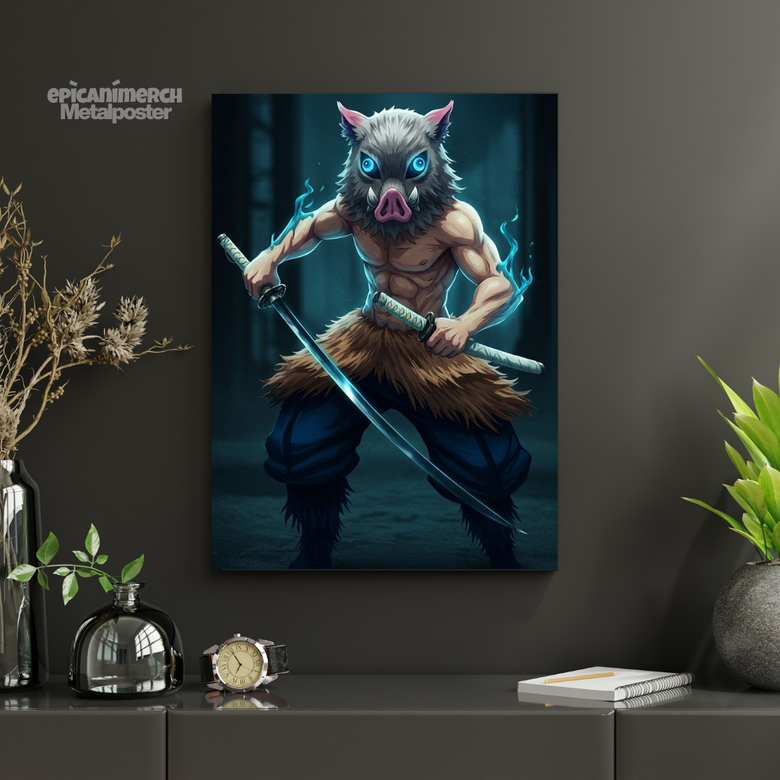 Demon Slayer – Inosuke “Beast Breathing Rage” Premium Metal Poster