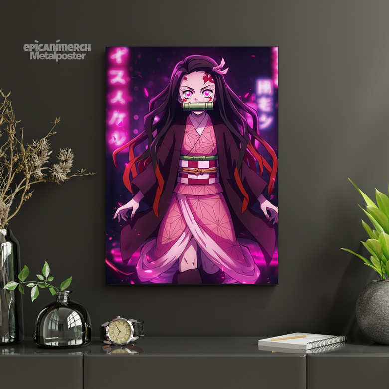 Demon Slayer – Nezuko “Awakening Glow” Premium Metal Poster