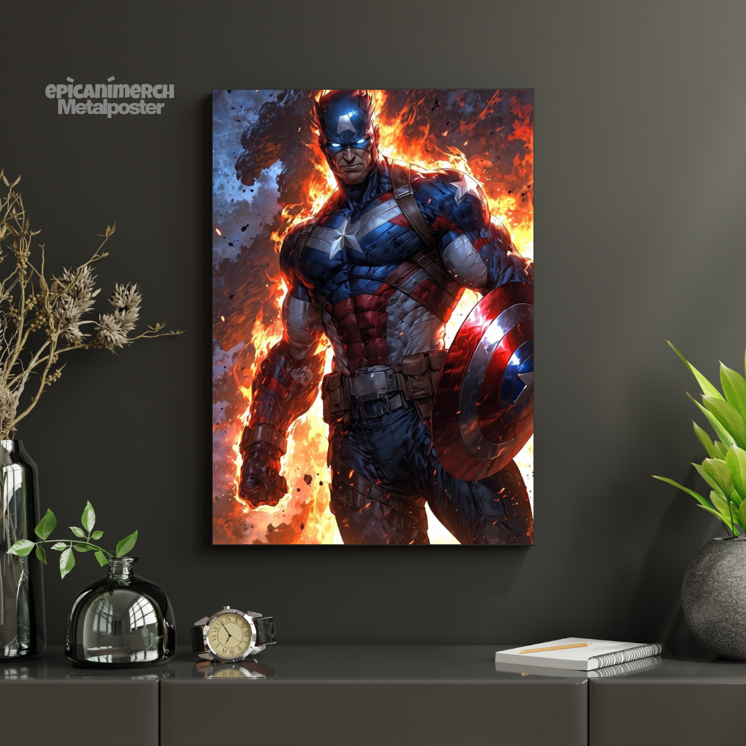 Vibrant & Durable Captain America Metal Print Poster