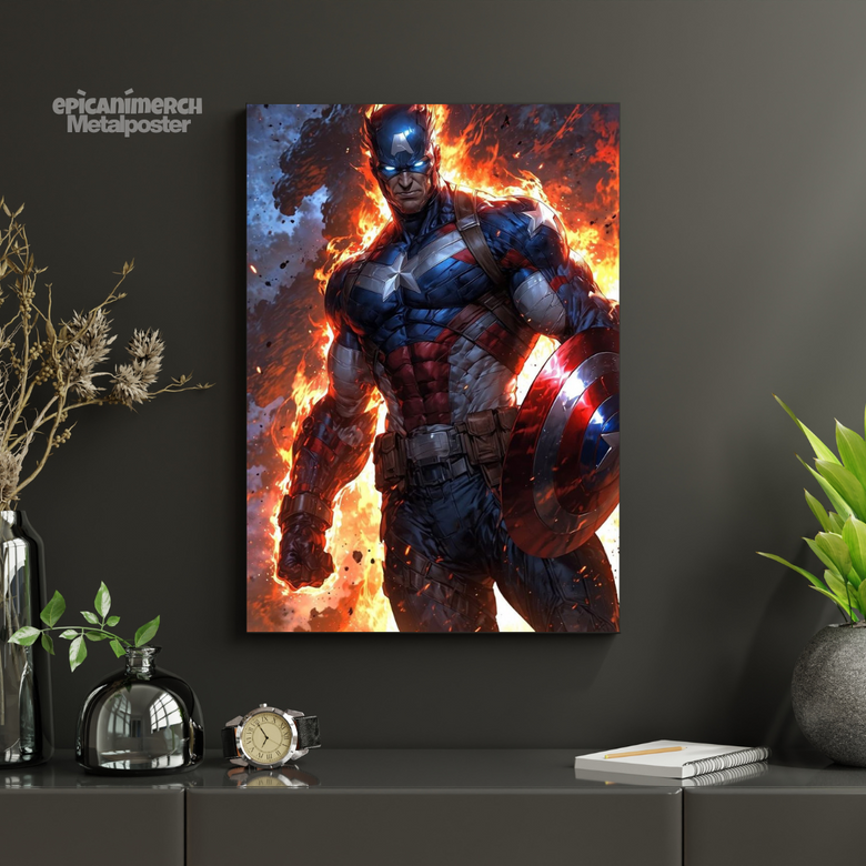 Vibrant & Durable Captain America Metal Print Poster