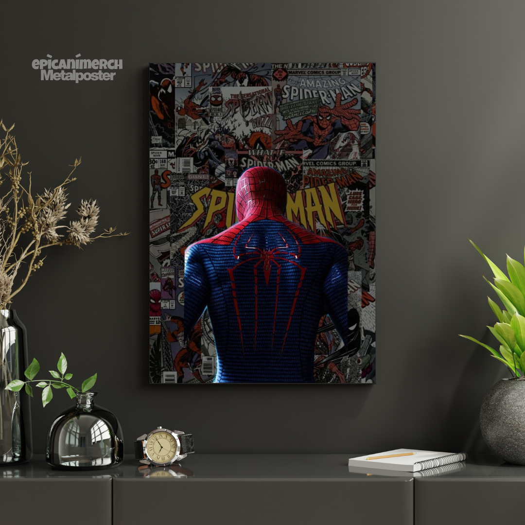 Retro Comic Style Spider-Man Metal Poster Wall Decor