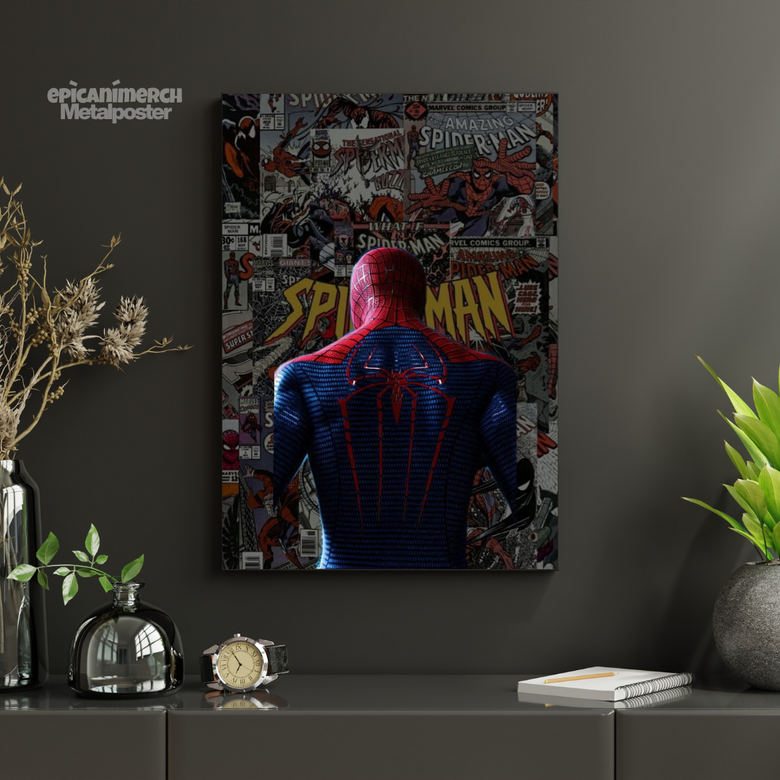 Retro Comic Style Spider-Man Metal Poster Wall Decor