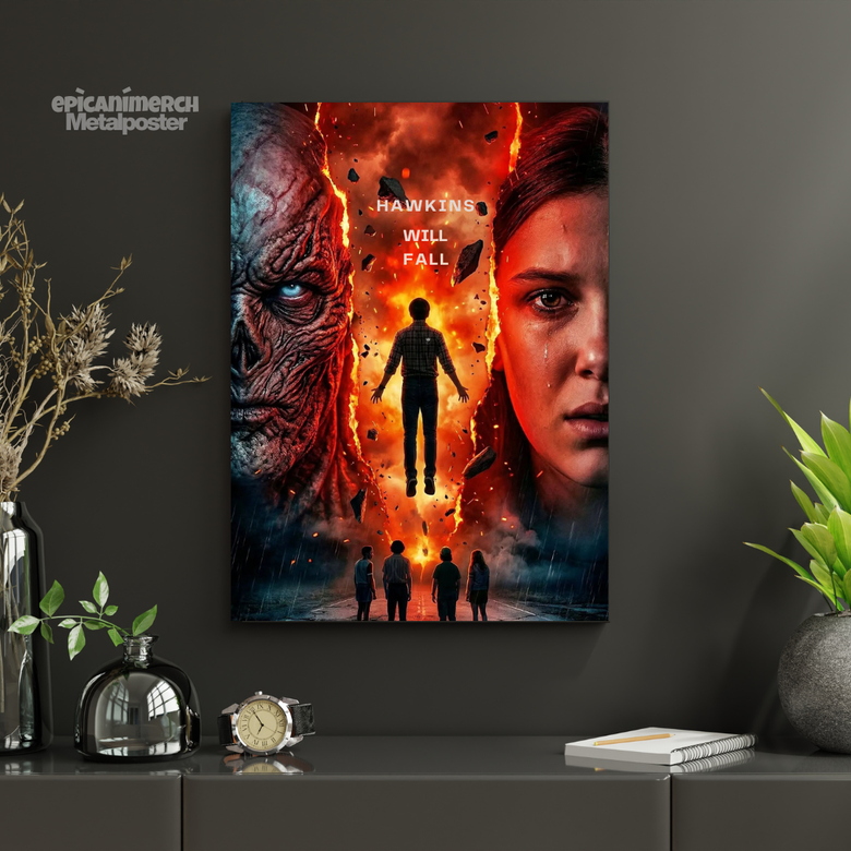 Upside Down Wall vs.Hawkins Metal Poster