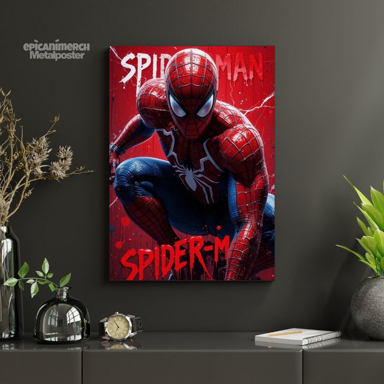 Classic Spider-Man Comic Panels Metal Wall Poster