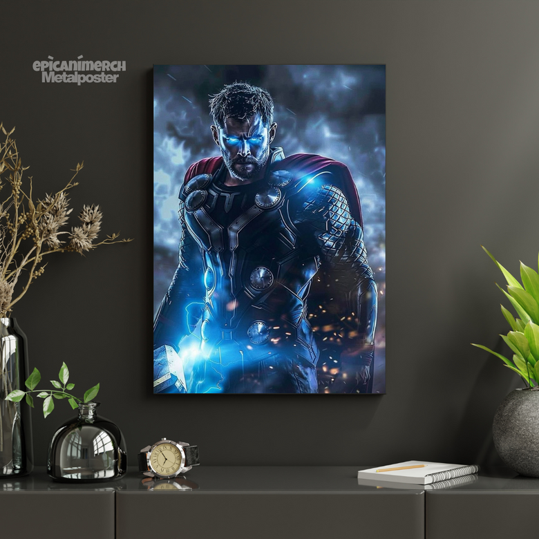 Thor Striking Lightning Premium Metal Wall Art