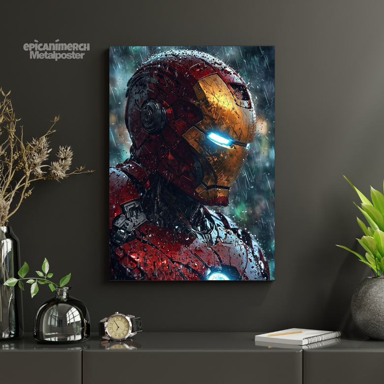 Sci-Fi Iron Man Tech Blueprint Metal Art