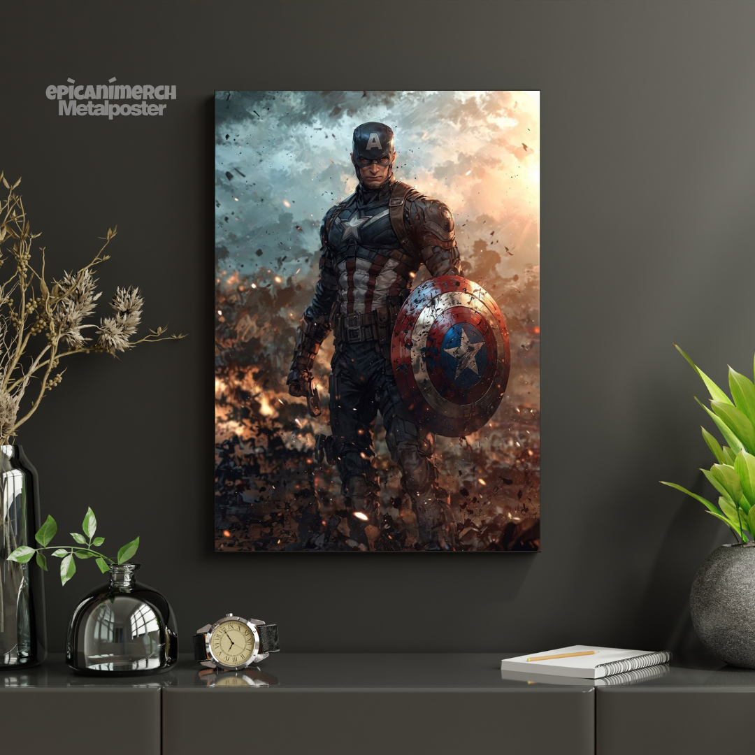Captain America Shield Metal Poster – Bold Marvel Wall Decor
