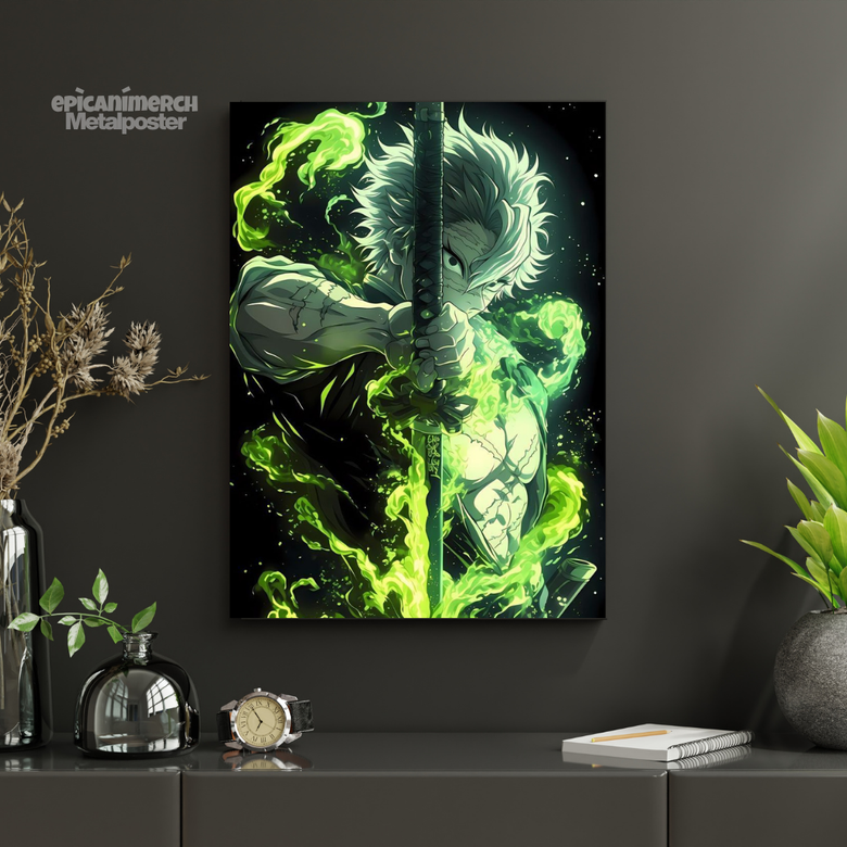 Demon Slayer – Tanjiro “Water Breathing Strike” Premium Metal Poster