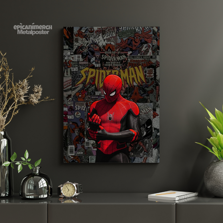 Classic Spider-Man Comic Panels Metal Wall Poster