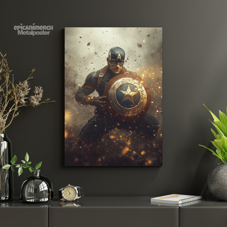 Avengers Captain America Metal Poster – Vibrant Superhero Art