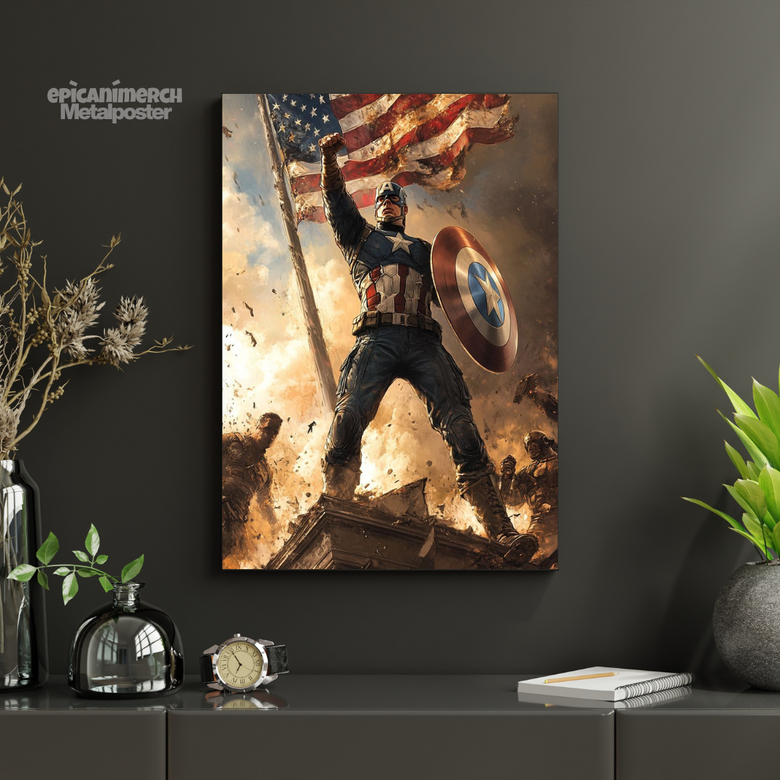 High-Definition Captain America Shield Metal Wall Art