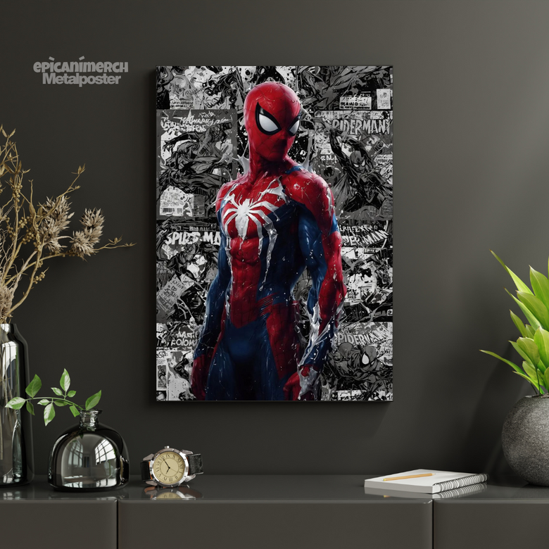 Premium Spider-Man Comic Art Metal Wall Decor
