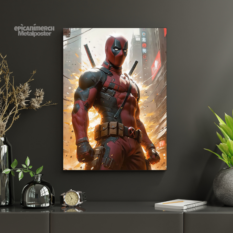 Stylish Deadpool Metal Wall Poster for Marvel Fans
